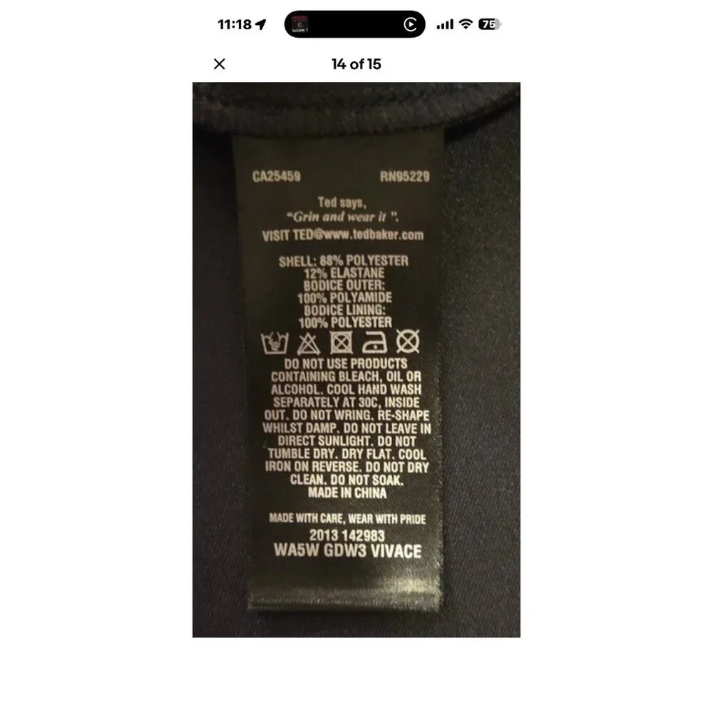 Ted Baker Dress Size 1 US Size 4 Black Pink Vivace Lace Shoulder - Picture 6 of 9